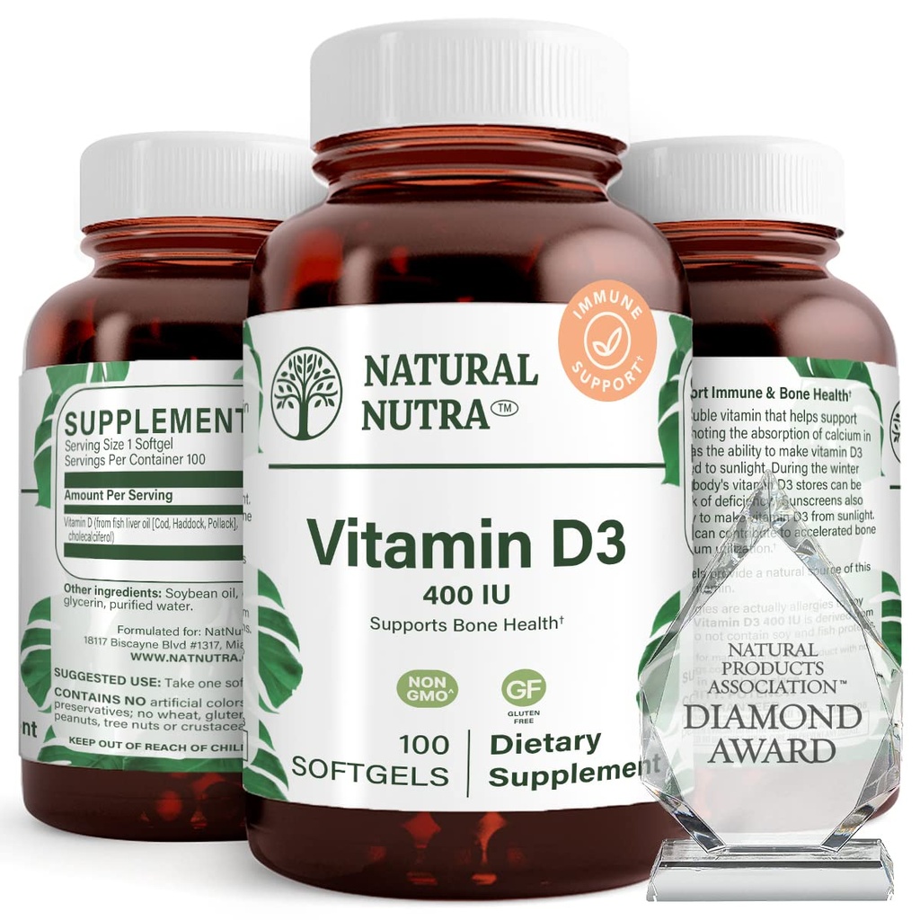 自然なNutraの最高ビタミンD3 400 IUのSoftgelsは、免疫を後押しするのを助けま、Lungsの健康、サンシャインのビタミンを支えま、心臓血管の健康、骨および歯強さ、グルテンフリー、100のSoftgelsを改善します