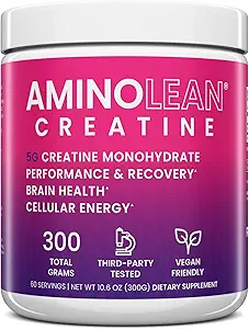 AminoLean Creatine for Women and Men, Pure Micronized Creatine Monohydrate Powder Supplement for Muscle Toning, Mood Support, Energy Boost, and Brain Health, 300g
