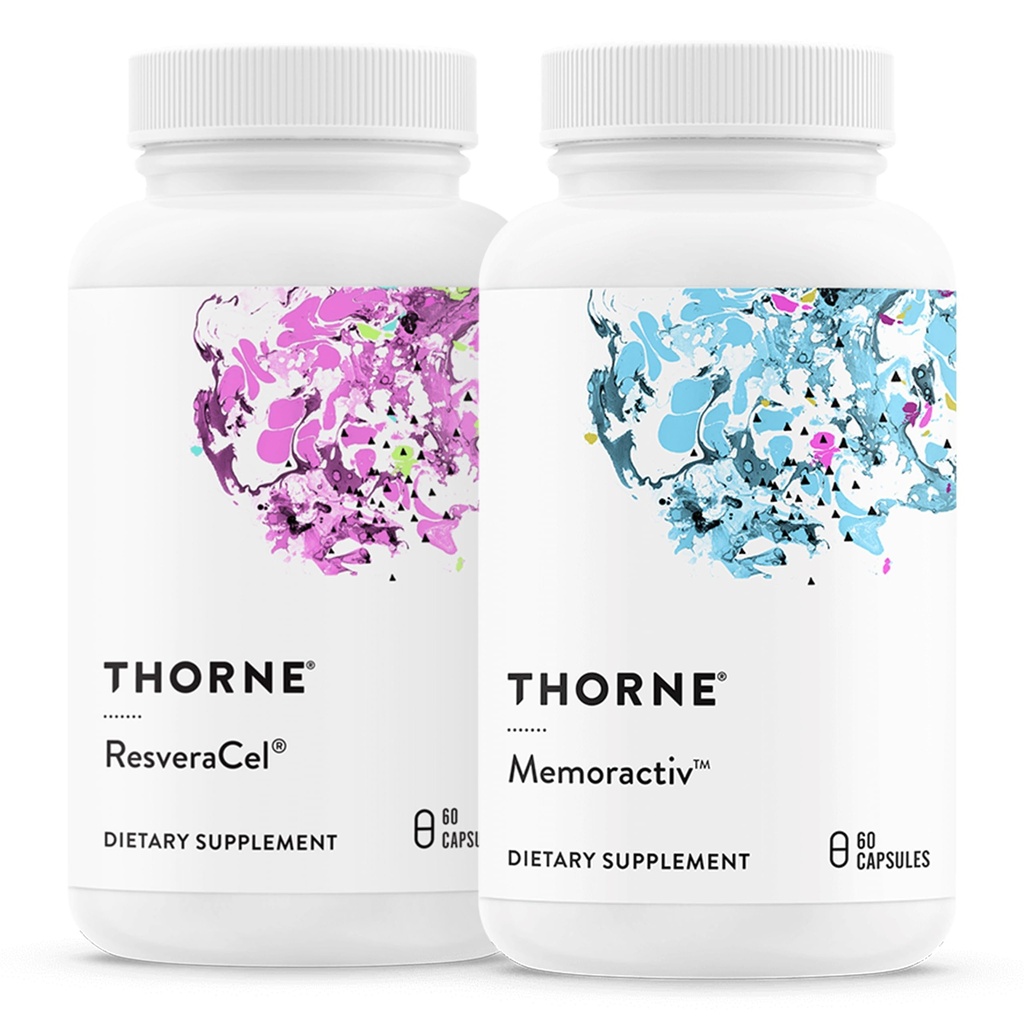 THORNE - ResveraCel(60カプセル)&Memoractiv(60カプセル)バンドル - 脳の健康と健康的な老化をサポート - グルテン、酪農場&大豆フリー