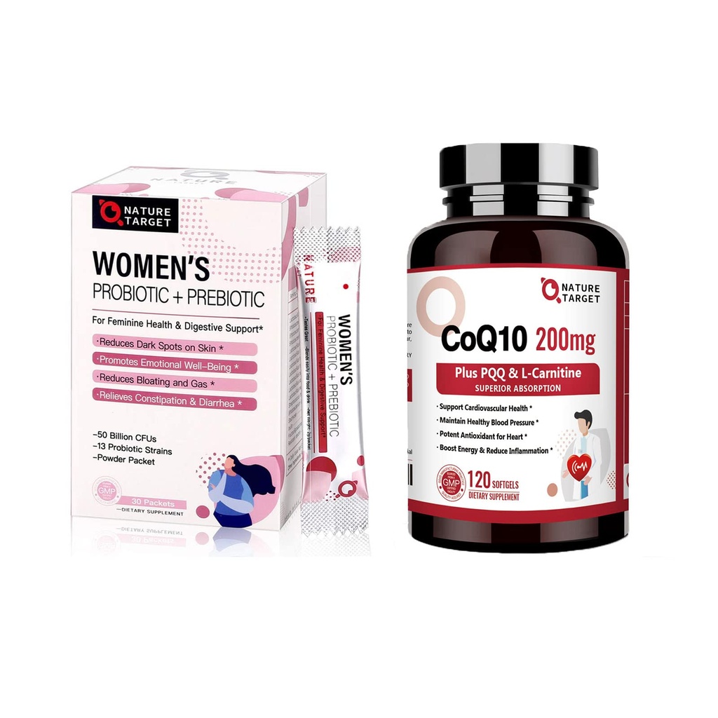PQQ Lカルニチン及びオメガ3sの高い吸収の女性の及びCoQ10-200mgのためのNATURE TARGETのプロバイオティクスの粉の補足