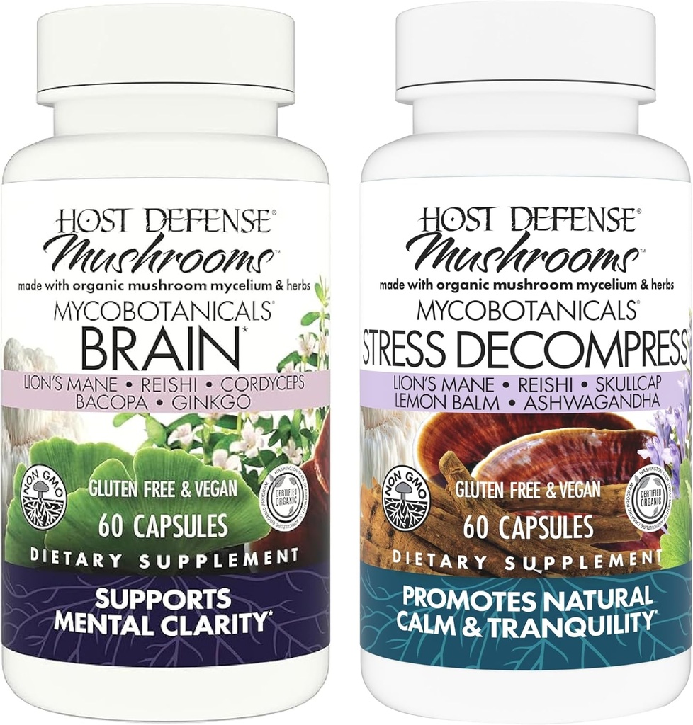 MycoBotanicalsの頭脳*のカプセル、60の計算及びMycoBotanicalsのストレスのDecompress*のカプセル、60の計算-サポート記憶及び焦点-サポート弛緩*