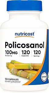 Nutricost Policosanol 100mg、120カプセル - グルテンフリー、非GMO、ベジタリアン対応