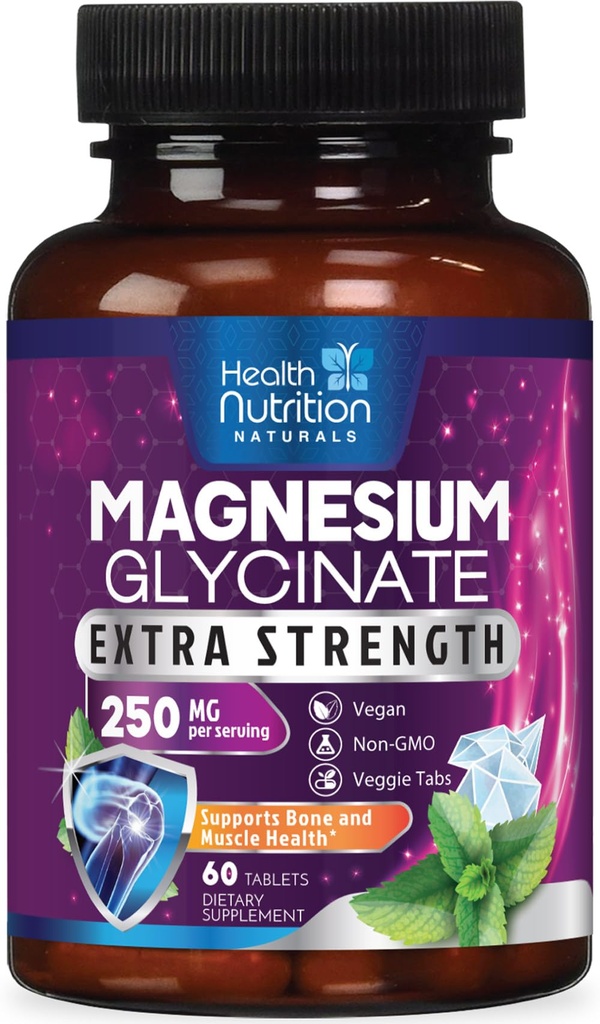 マグネシウムのGlycinate 250mg - 最高の吸収のための100%のChelatedのマグネシウム-睡眠サポート、筋肉、Nerves、骨及び中心の健康サポート、最もよいマグの補足、ビーガン非GMOの3rd党は- 60のタブレットをテストしました
