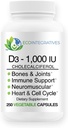 ビタミンD3-1000 IU 25のmcg (コレステロール) 筋肉、骨及び歯、breast、前立腺、心血管、コロン及び免疫の健康のためのhypoallergenicサポート(250の野菜のカプセル)