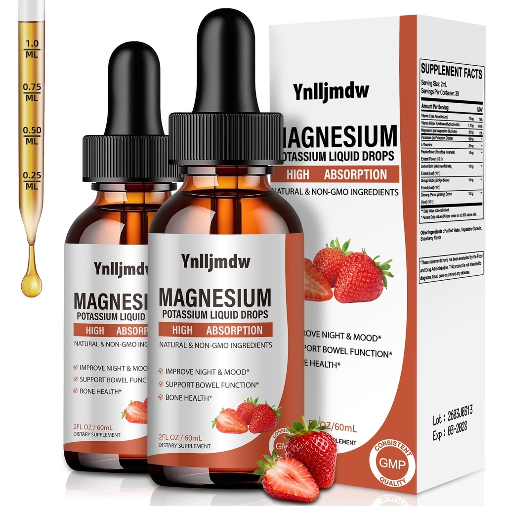 マグネシウムのGlycinateの液体の低下、Bromelain、ビタミンB6 C Dの夜、筋肉及びエネルギー サポートのための高い吸収のマグネシウムのコンプレックスが付いている1000のmgの液体のマグネシウムの補足、2つのFl Oz (パッケージ2)