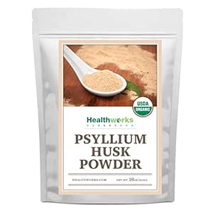 ヘルスワークス エスプレリウム ヒュースク パウダー オーガニック -16 Oz / 1 Lb - 生 - 認定有機 - インドからファイン グラウンド パウダー - Keto、ビーガン&非GMO - 繊維サポート
