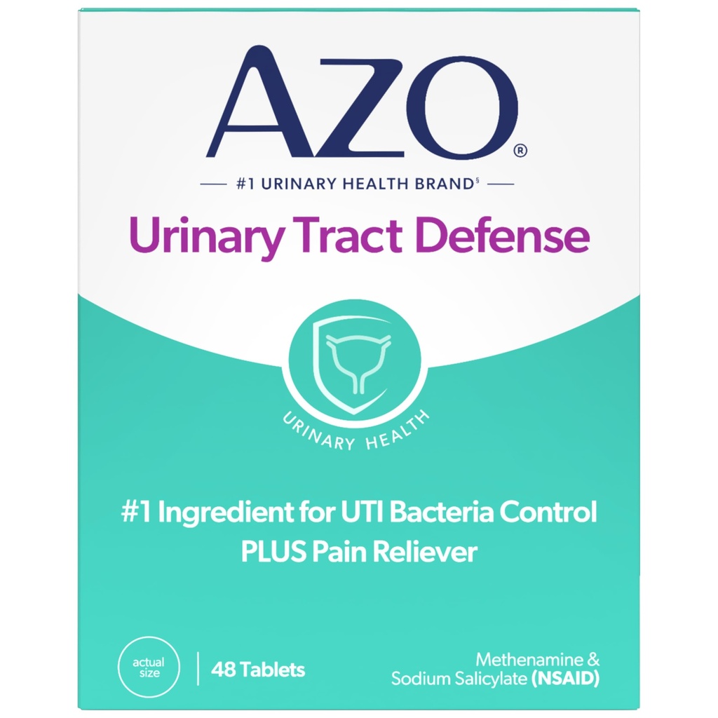 AZO Urinary Tract Defense Antibacterial Protection Helps Control a UTI Until You Can See a Doctor #1 Most Trusted Urinary Health Brand 48 Tablets