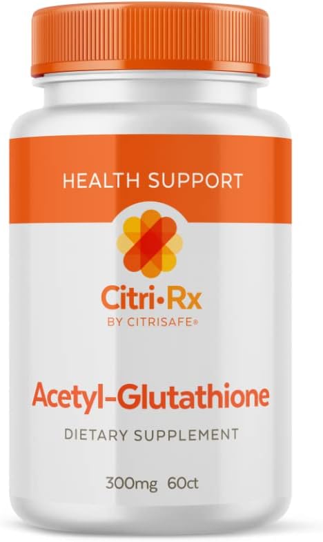 CitriRx Acetyl Glutathione - 300mg, 2 Months Supply - Made in USA - Best Absorption Highly Potent Antioxidant with Magnesium - 60 Capsules