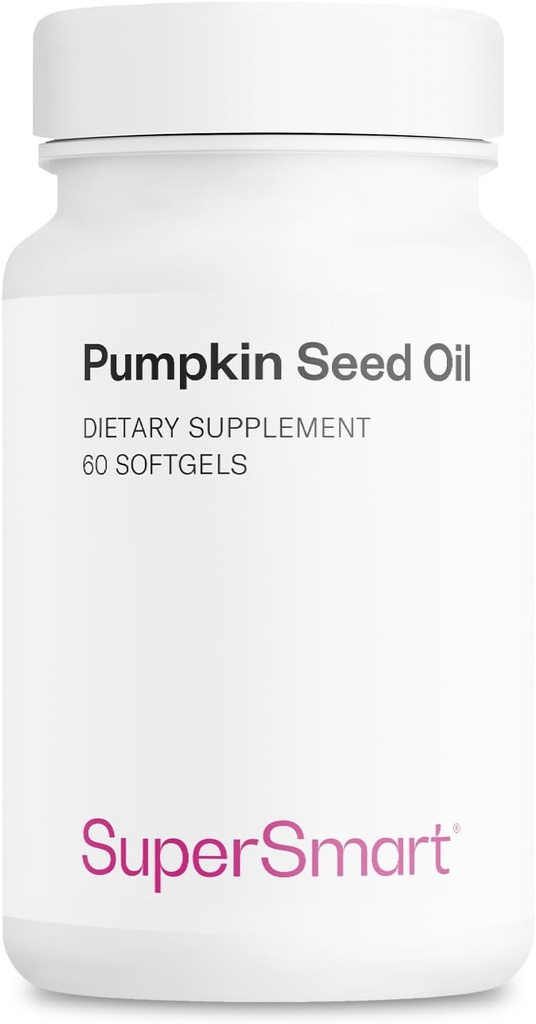Supersmart - Pumpkin Seed Oil Supplement 1000mg per Day (+ Vitamin E) - Pumpkin Seed Oil for Hair Growth | Non-GMO & Gluten Free - 60 Softgels