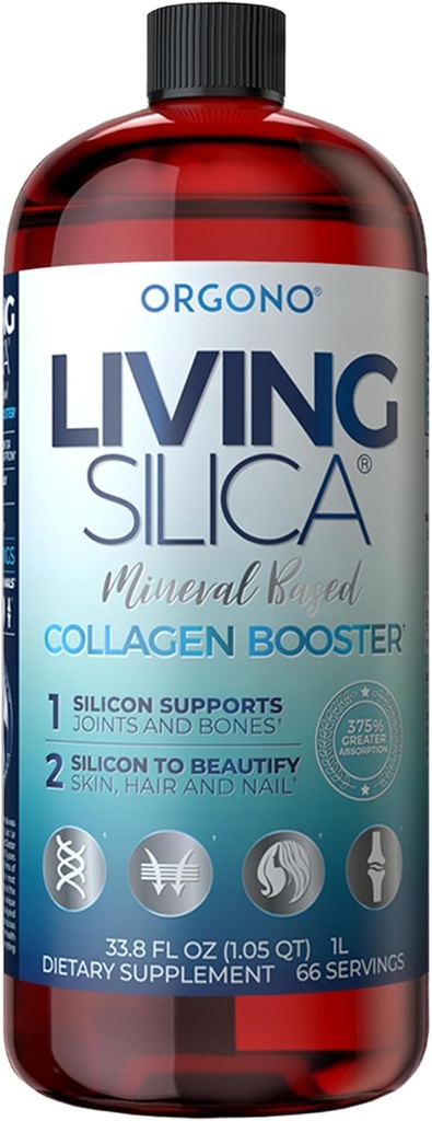 Living Silica Collagen Booster Liquid | Vegan Collagen Boosting Drink | Supports Healthy Collagen and Elastin Production for Joint & Bone Support, Glowing Skin, Strong Hair & Nails.