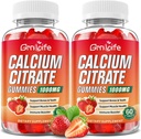 2 Pack Calcium Citrate Gummies, Sugar Free Calcium Citrate 1000mg for Muscle Healthy, Absorption Calcium Supplements for Adults & Kids, Strawberry, 120 Count