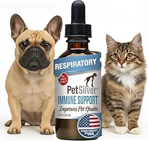 ペットシルバー免疫サポート - 猫と犬、シヌス&ケネル咳の治療、自然抗生物質、アレルギー救済、Chelatedシルバーフォーミュラ、使いやすいドロッパー、米国 - 2 fl oz