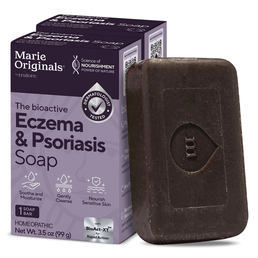 Marie Originals Eczema 顔の石鹸ボディウォッシュバー - すべての自然乾癬、乾燥かゆみのある肌の救済のための皮膚炎の治療 - 致命的な解毒、癒し、アンチアイッチ、クレンジングスキンケア(パッケージ 2)