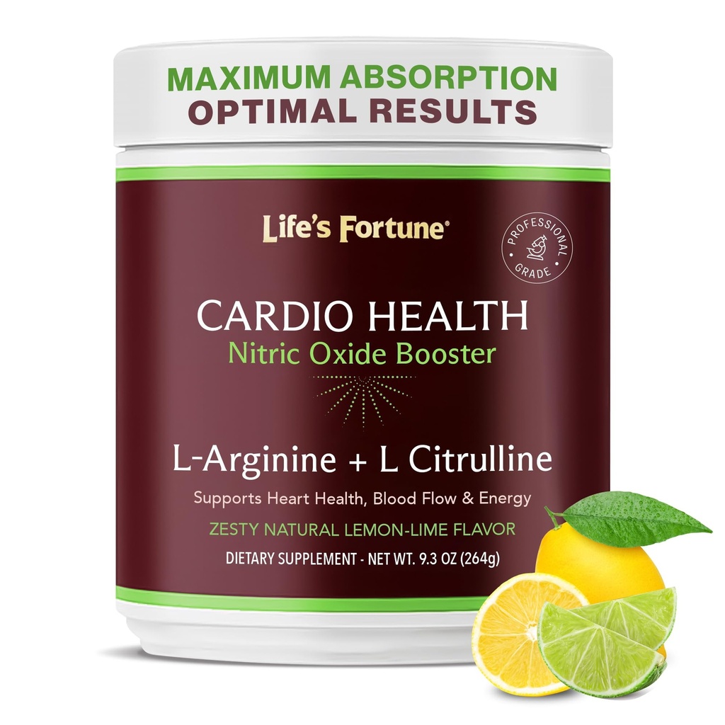 生命のフォーチュンLのアルギニンLのCitrullineの補足の粉-自然なレモン ライムの味が付いている高い効力のニトリクライドの補足のブースター-心臓の健康、血圧および管のサポート- 258g