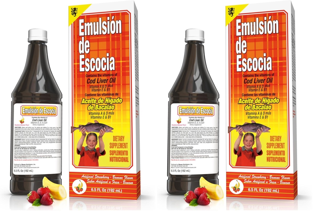 EMULSION DE ESCOCIA Strawberry/Banana 6.5 Oz. Cod 肝油 (パッケージ 2)