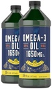 キャラリアオメガ3 魚油液 | 1650mg | 32 fl oz(2 x 16oz ボトル) | レモン風味 | ノンGMO&グルテンフリーサプリメント