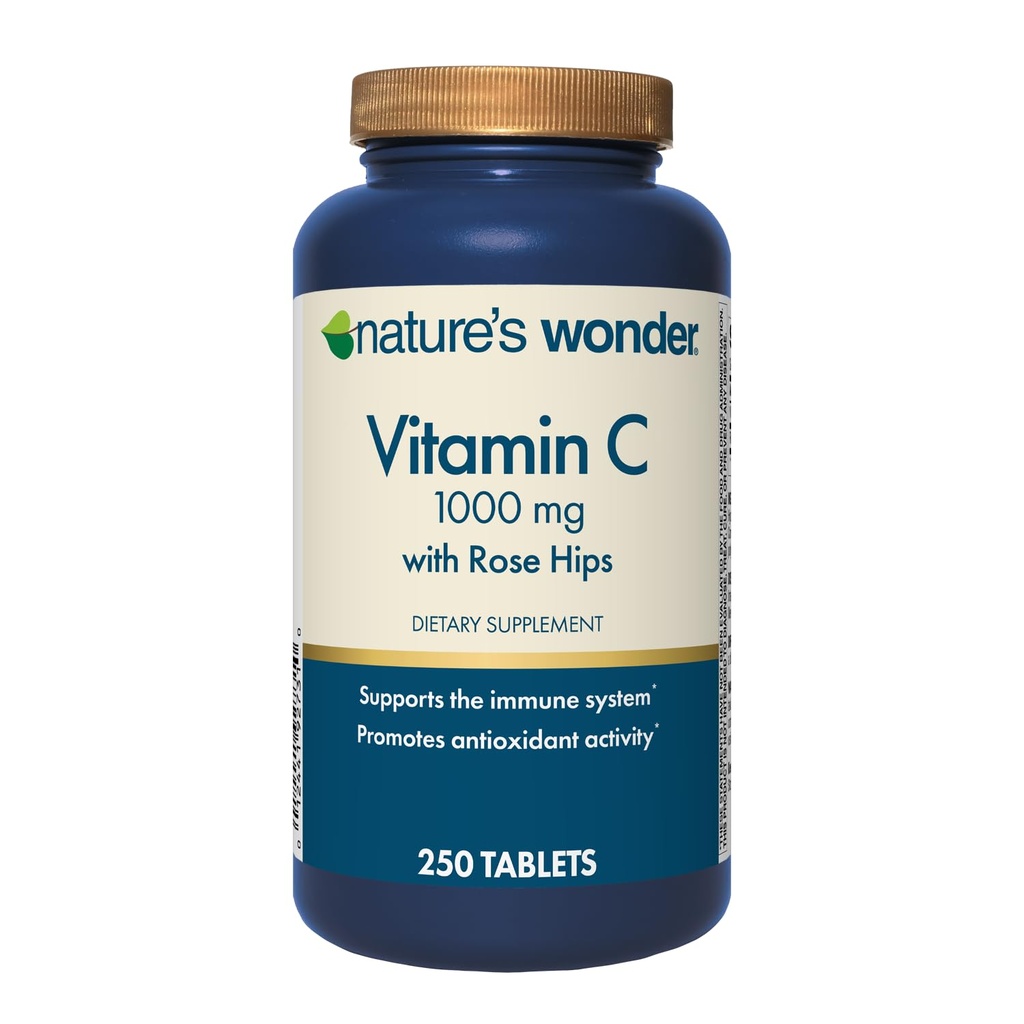 ネイチャーズワンダービタミンC 1000mg、ローズヒップは免疫の健康、250のサービング、250のカウントのための錠剤を錠剤にします