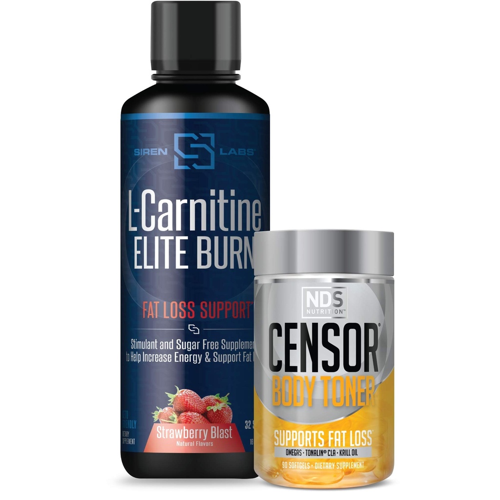 CLA(90 Softgels)とCensor NDSの栄養の脂肪質の損失ボディ トナー及びサイレンLabs Lカルニチンのエリートは脂肪質の損失サポート ストロベリーの送風3000のmg (32のサービング)を燃やします
