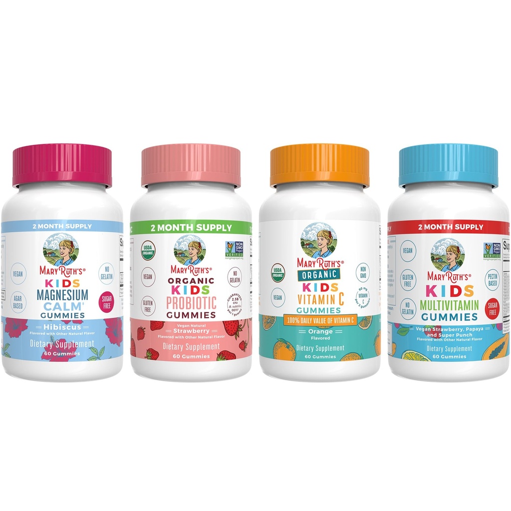 MaryRuth Organic Multivitamin, Probiotic, マグネシウムカルム, 子供のためのビタミンCガミー | クリーンラベルプロジェクト検証済み® | 免疫サポート&健康のためのビタミン | 完全菜食主義者, GMOなし, グルテンフリー