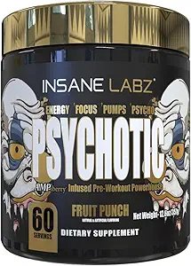 Insane Labz の精神的な金、高い興奮剤のプレワークアウトの粉、ベータ アランナイン、DMAE の Bitartrate との極端な持続エネルギー、ポンプおよび持久力、ブースター無し(60 のサービング、フルーツ パンチ)