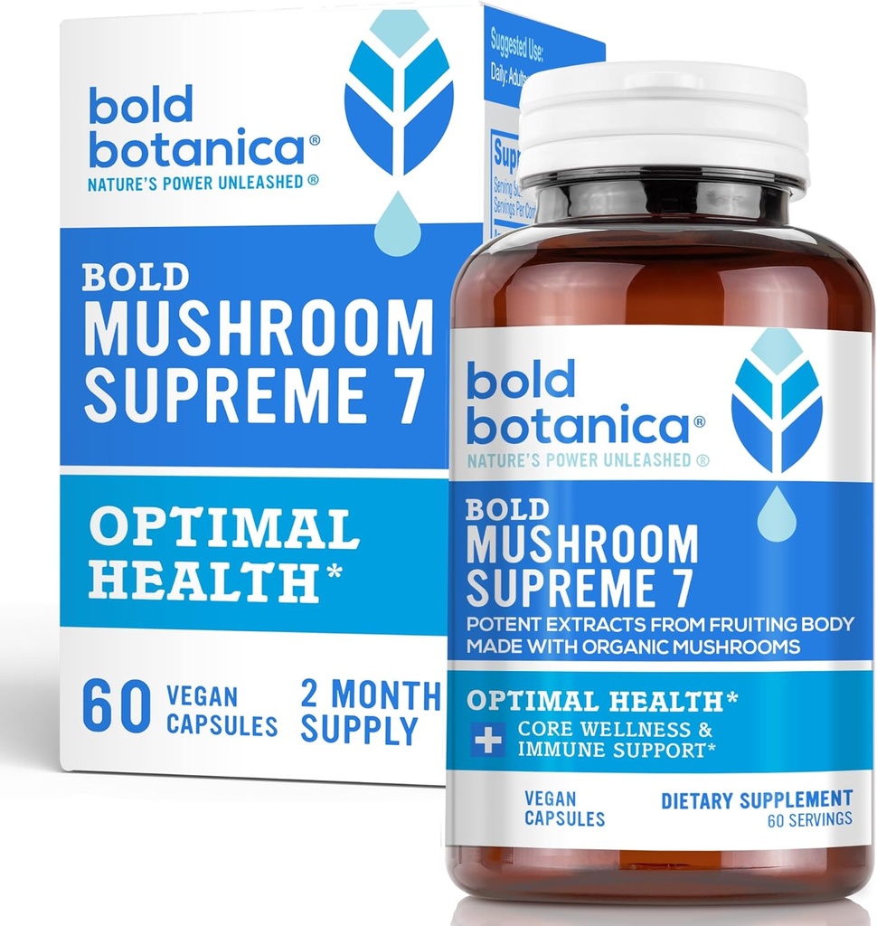 Bold Botanica のきのこの最高 7 – のきのこの補足 – トルコの尾、Chaga、Phellinus、Reishi、Cordyceps、Maitake、Iime サポートのためのシイタケ及び最適ウェルネス、60の帽子の有機抽出物