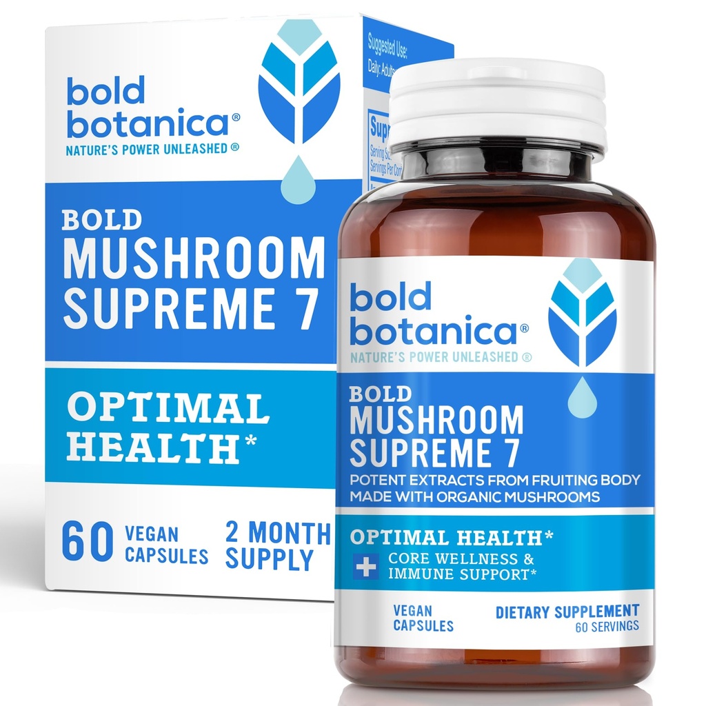 Bold Botanica のきのこの最高 7 – のきのこの補足 – トルコの尾、Chaga、Phellinus、Reishi、Cordyceps、Maitake、Iime サポートのためのシイタケ及び最適ウェルネス、60の帽子の有機抽出物
