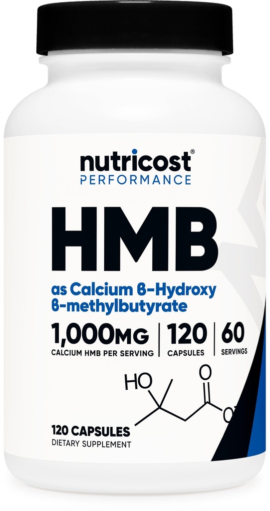 Nutricost HMB (β-ヒドロキシβ-メチルブチル酸塩) 1000mg (120カプセル) - カプセルごとの500mg、60のサービング-グルテンフリーおよび非GMO