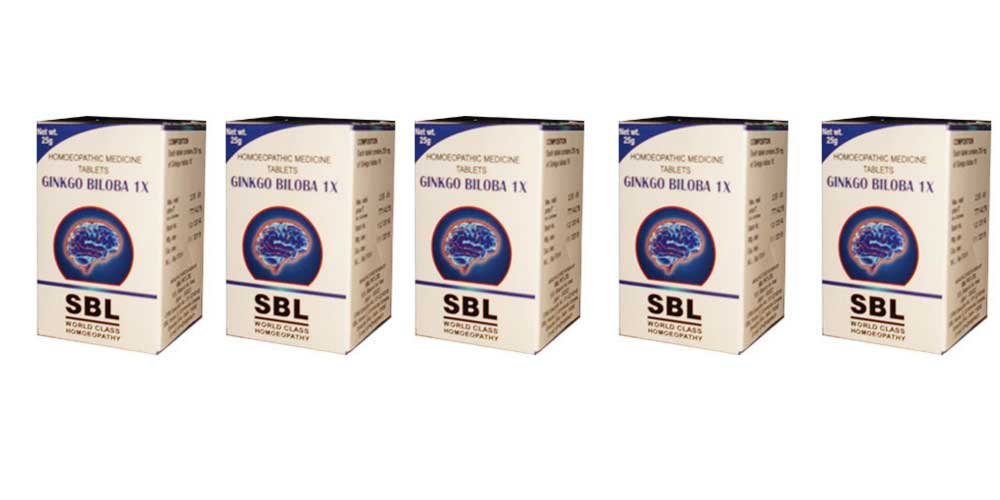 Ginkgo Biloba 1xタブレットSBLホメオパシー - 25g (パッケージ 5)