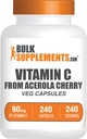 BulkSupplements.com Vitamin C from Acerola Cherry Capsules - Acerola Cherry Vitamin C Supplement - Gluten Free, 1 Capsule per Serving, 240 Veg Capsules (Pack of 1)