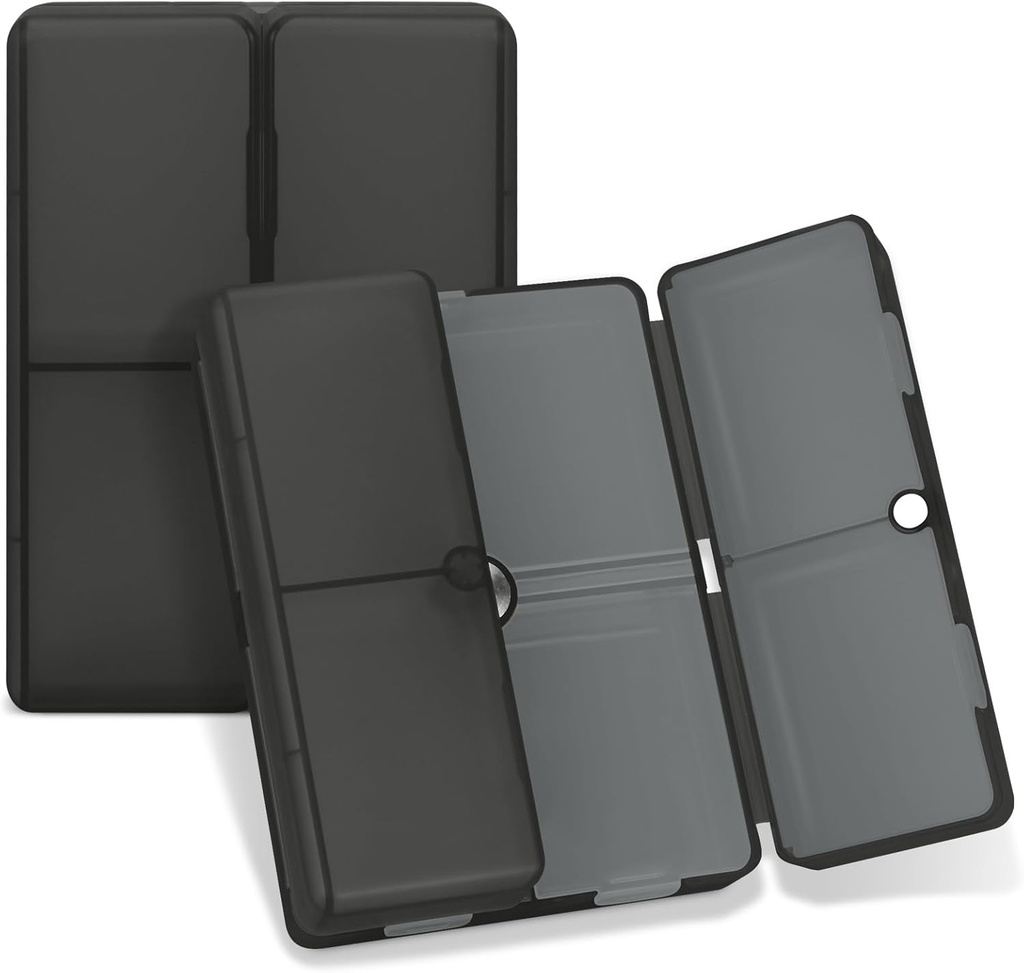 FYYデイリーピルオーガナイザー、7コンパートメントポータブルピルケーストラベルピルケーストラベルピルオルガナイザー、[フォールディングデザイン]ビタミン、タラ肝油、サプリメント、薬用クリアブラックを保持するためのPill Box