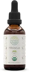 HerbEra Hibiscus B60 USDA Organic Tincture | アルコールフリーエキス、高確率ハーブドロップ | 認定有機ハイビスカス(ハイビスカス・サビリファ) ドライフラワー(2oz)