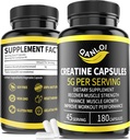 Micronized のクレアチンの Monohydrate のカプセル、サービングごとの 5,000 の mg、筋肉成長、エネルギー ブースト、男性及び女性、非GMO、グルテンフリー、180 カプセルのために適したクレアチンの丸薬のための Beneficial
