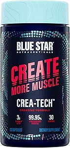 Blue Star Nutraceuticals CREA-TECH - クレアクレアクレアチンモノハイド - w/Electrolytes. クレアチン+電解液カプセル - 筋肉の構築と強度の増加 | 30日の供給 - 120ベジギーカプセル