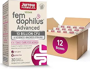 Jarrowフォーミュラフェム-Dophilusアドバンストプロバイオティクス10億CFU、Vaginal、尿路、消化管、免疫サポート、30ベジギーカプセル、シェルフテーブル、12のパック