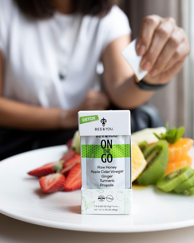 蜂とあなたオンザ・ゴー、免疫サポートサプリメント、生ハニー、プロポリスエキス、アップルサイダーヴィンガー、ジンジャー、ターメリック、シナモン、スーパーフード、子供と大人のための素晴らしいテイスティング、7パック