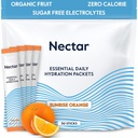 Nectar Hydration Packets - 電解質パウダーパケット - 砂糖やカロリーなし - 有機フルーツ液体毎日のIV電解質粉末脱水救済と急速な再水(オレンジ30パック)