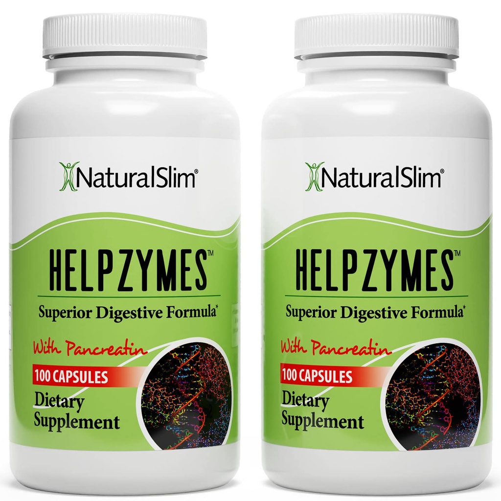 NaturalSlimヘルシーム、Bromelain、Ox Bile、Pancreatin&Btaine HCL、100カプセル、2パック付きの大人のための酵素コンプレックス