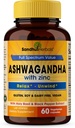 SANDHUHERBALS Sandhu Herbals Ashwagandha Supplement | 60 Organic 4 in 1カプセル、1ヶ月の供給 | 亜鉛、黒胡椒、ホスピリチュアルバジルエキス付き | 免疫健康をサポート | 非GMO