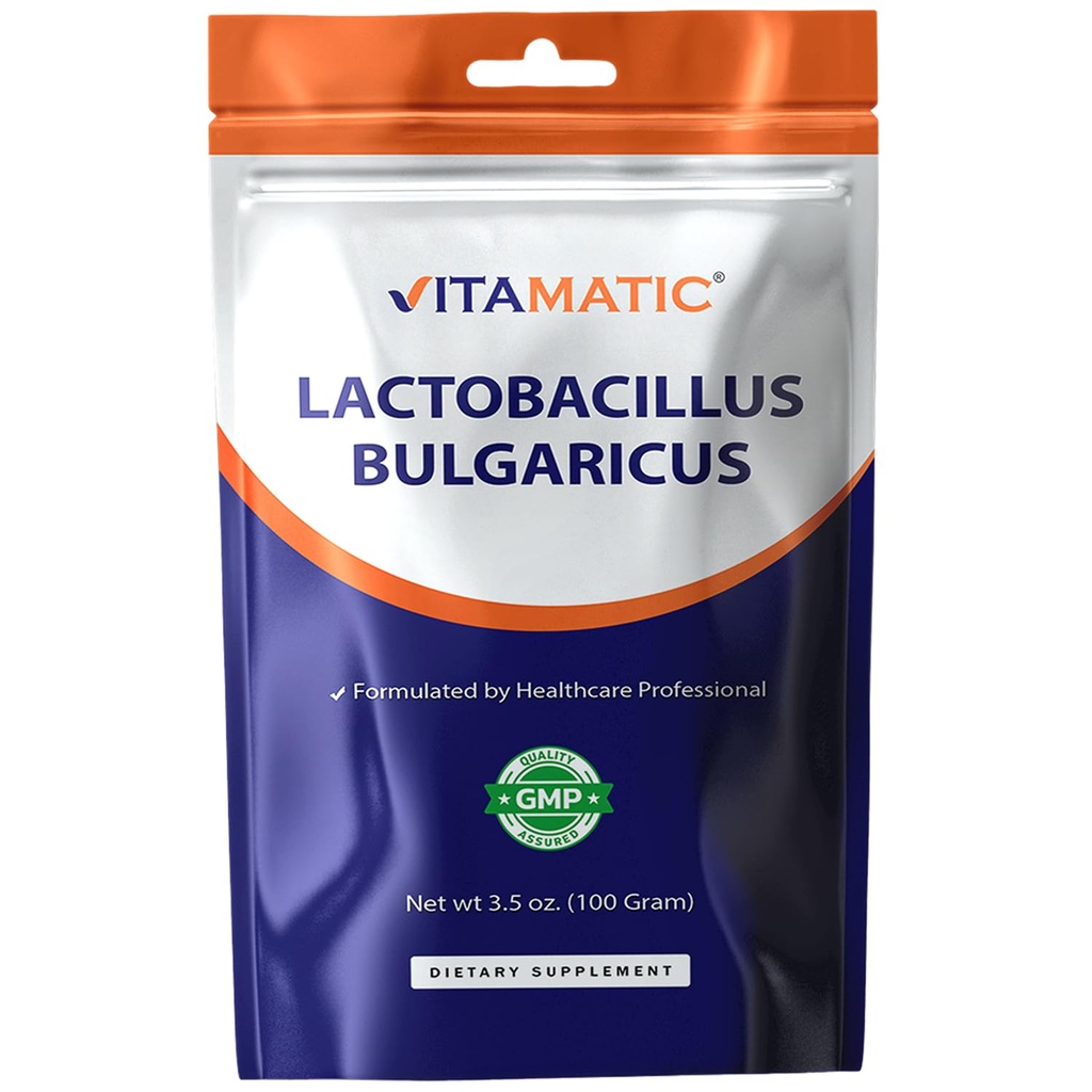 Vitamatic Lactobacillusのブルガリカスのプロバイオティックの粉-消化器の健康サポート- 100グラム(3.5 OZ) - 100のサービング