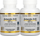 カリフォルニアの金の栄養のAntarctic Krillオイル、アスタキサンチン、自然ないちご及びレモン味、非GMO、グルテンフリー、500のmgの120の魚のゼラチンのSoftgels、2のパックが付いている超高オメガ3
