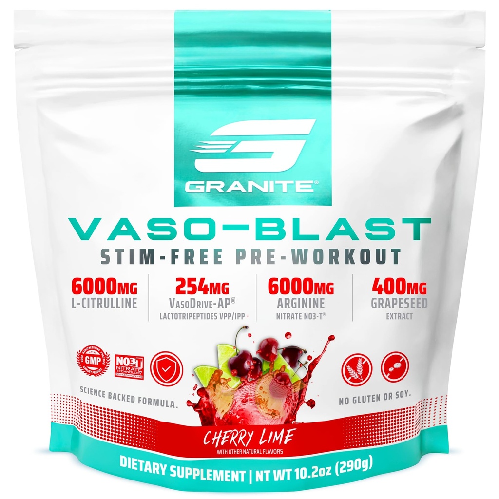 花こう岩はVasoの送風、チェリーのライムの味、Grapeseedのエキス、Arginine Nitriteの人及び女性のための興奮剤なしのプレワークアウト、及びVasoDrive-APのための最高のポンプ(20のサービング)を補います