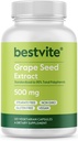 BESTVITEのブドウの種のエキス500mg (120のベジタリアンのカプセル) - Stearates無し-95%のポリフェノールに標準化される