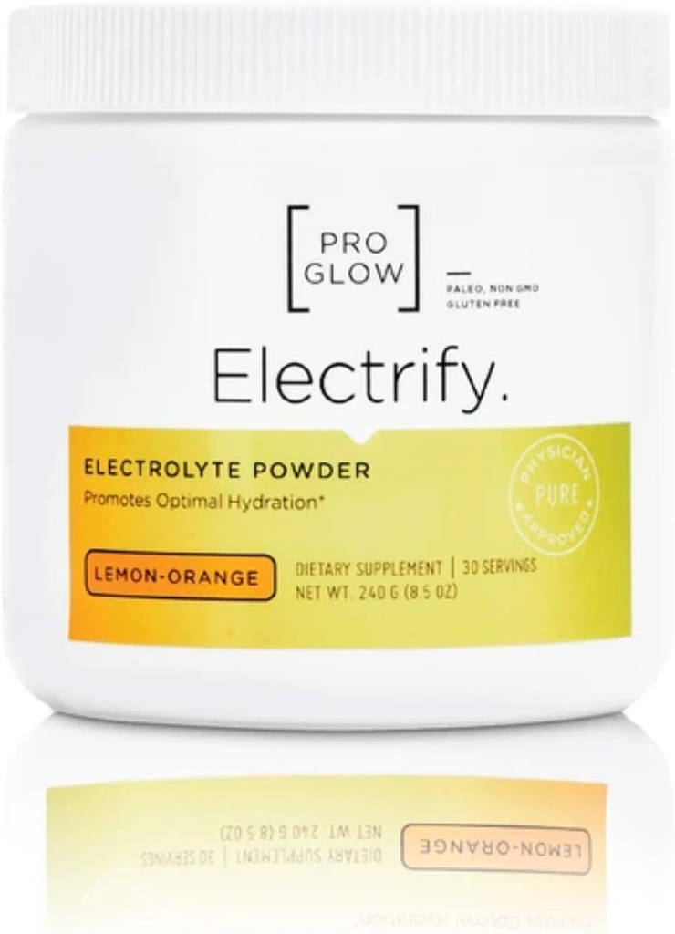 レモンオレンジ電解液交換サプリメントパウダー、ステビアと水分補給 - ProGlow Electrify(30サービング)
