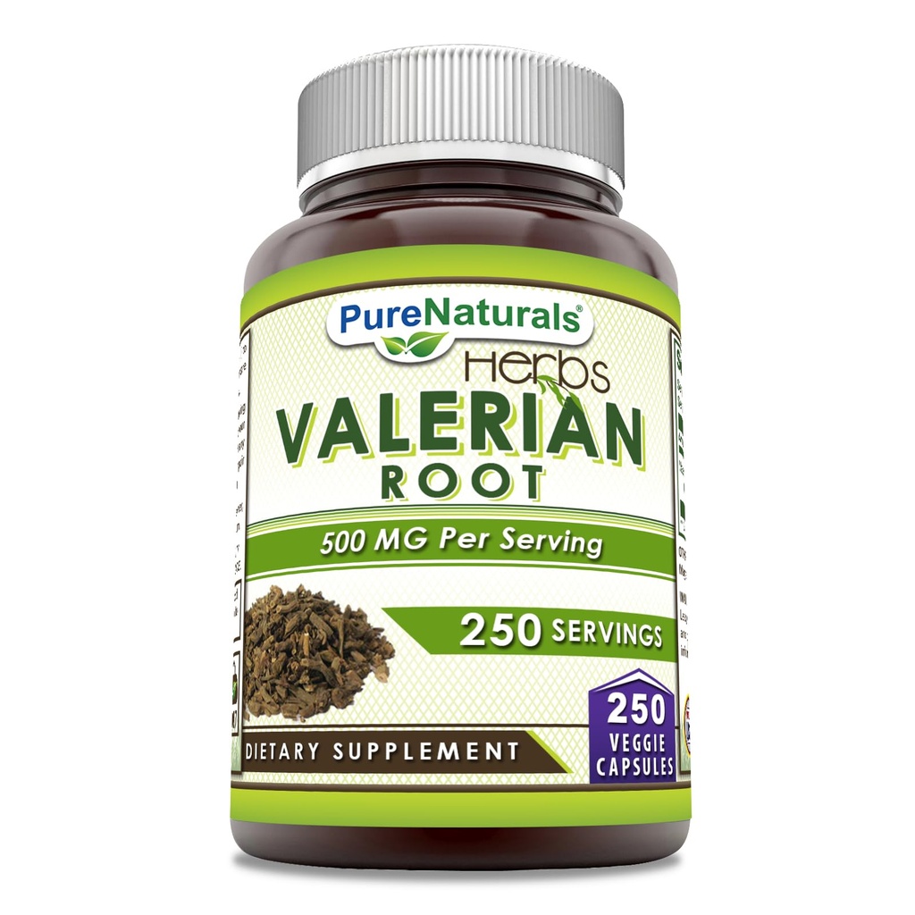 Pure Naturals Valerian Root Supplement | 500 Mg | Veggie Capsules | Non-GMO | Gluten Free | Made in USA (250 Count)