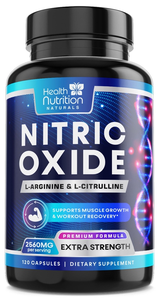 ニトリ酸化物ブースター2560mg - 余分な強さLアルギニン&男性のためのシトルリンサプリメント - ニトリクトブースターをサポートするプレミアム筋肉 - 自然エネルギーと心臓の健康サポート - 120カプセル