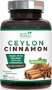 Ceylon Cinnamon Capsules 1800mg - Certified Organic Ceylon Cinnamon Powder Supplement, Bottled in USA, Extra Strength Energy & Heart Support Pills, Non-GMO & Gluten Free, Sugar Free - 180 Capsules