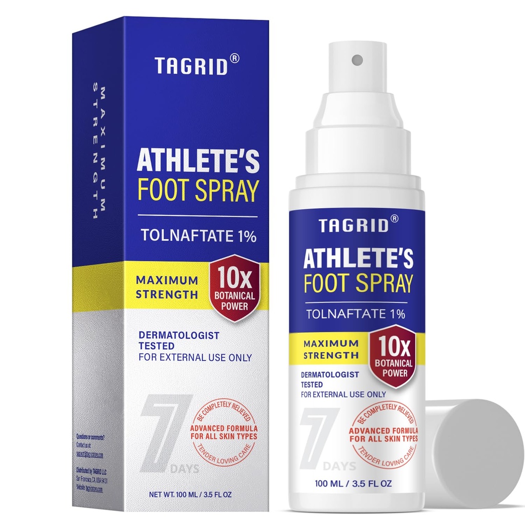 TAGRID Athletes Foot Treatment: Maximum Strength Antifungal Spray for Athletes Foot Fungus Jock Itch Ringworm Treatment for Humans - Anti Itch Spray for Itchy Skin Relief (3.5 Fl Oz (Pack of 1))