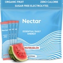 Nectarエネルギーブースター - 有機カフェイン、B12&電解 - 砂糖無料&ゼロカロリー - 健康的なコーヒー、エネルギードリンク&ソーダ代替 - 水分補給&エネルギーサプリメント(スイカ18パック)