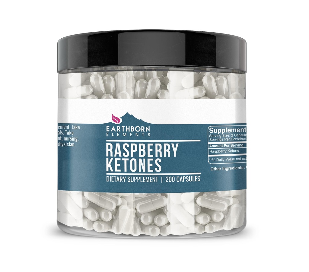 地球の要素 Raspberry Ketones 200のカプセル、純粋及びUndiluted、添加物無し