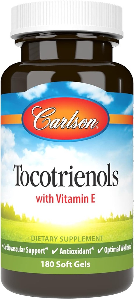 Carlson - Tocotrienols, 40 mg, with Natural-Source Vitamin E, Gamma, Alpha, Delta, Beta, Sustainably Sourced, 180 Softgels